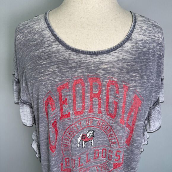 UGA Game Day Couture Women't Short Sleeve T-Shirt, Size XL, Ruffles, Gray & Red - Picture 3 of 14